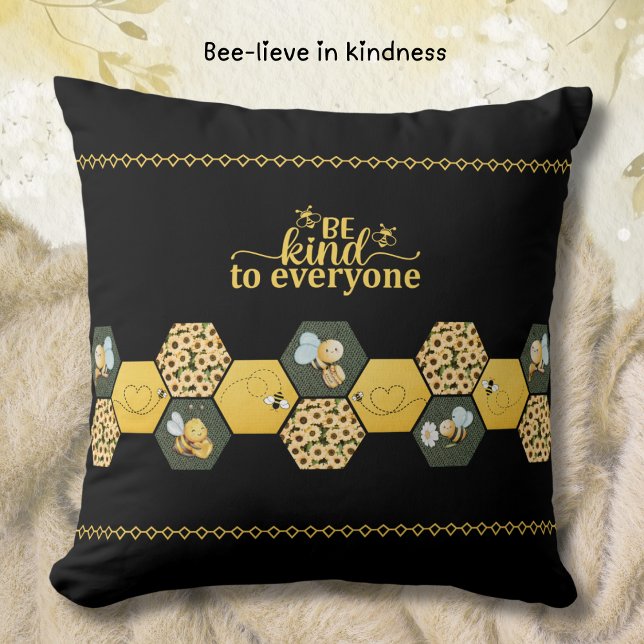 Modern Chic Bumble Bee Sunflower Accent Kissen (Chic Bee Pillow is perfect for any modern, stylish living room or cozy home office)