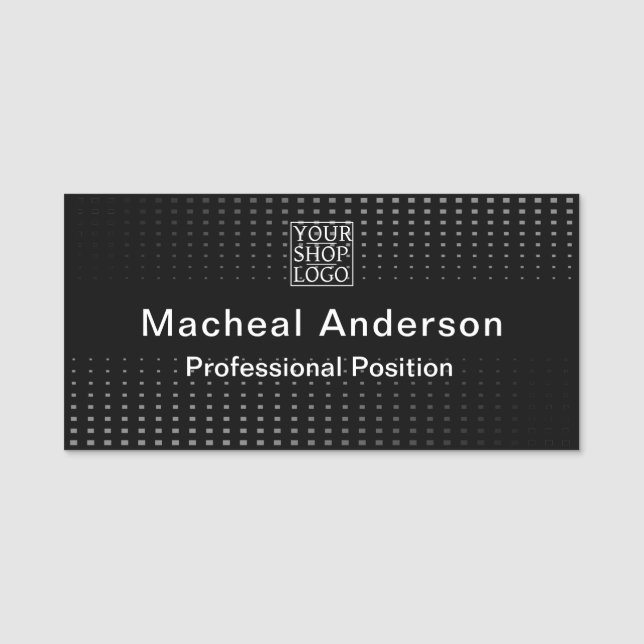 Modern Chic Business Logo Black Namensschild (Vorderseite)