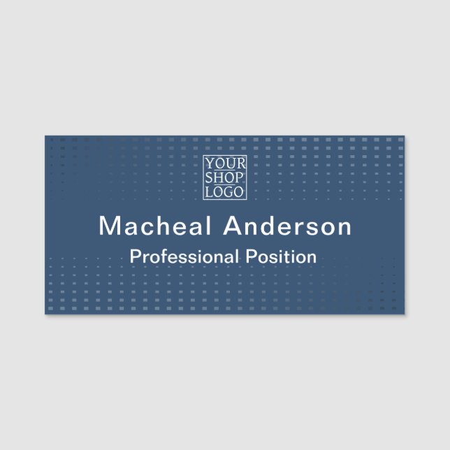 Modern Chic Business Logo Blue Namensschild (Vorderseite)