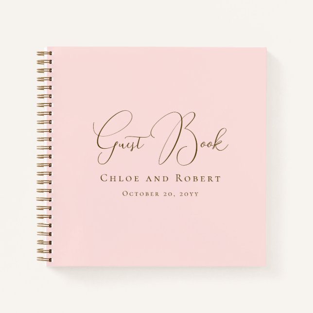 Modern Chic Elegant Blush Pink Wedding Guest Book Notizbuch (Vorderseite)