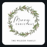 MODERN CHIC ELEGANT HOLLY BERRY WREATH CHRISTMAS QUADRATISCHER AUFKLEBER<br><div class="desc">Wenn Sie weitere Anpassungen benötigen,  schreiben Sie mir bitte an yellowfebstudio@gmail.com.</div>