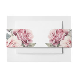 Modern Chic Elegant Romantic Pink Rose Wedding Einladungsbanderole