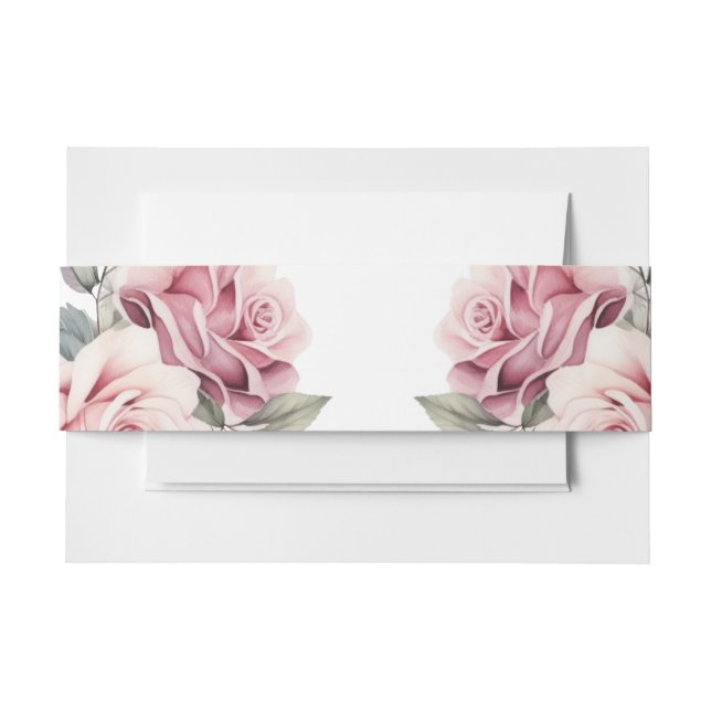 Modern Chic Elegant Romantic Pink Rose Wedding Einladungsbanderole (Vorderseite Beispiel)