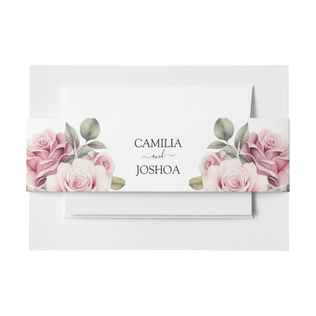 Modern Chic Elegant Romantic Pink Rose Wedding Einladungsbanderole (Vorderseite Beispiel)