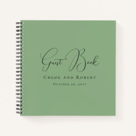 Modern Chic Elegant Sage Green Wedding Guest Book Notizbuch