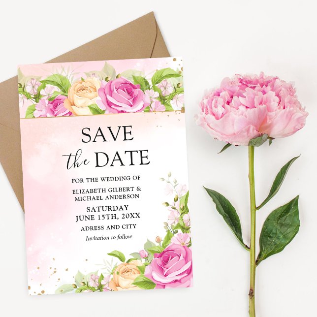 Modern Chic Floral Save the Date Einladung (Von Creator hochgeladen)