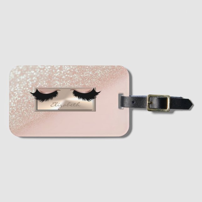 Modern Chic Girly Glittery Bokeh Ombre Imitate Las Gepäckanhänger (Vorderseite (Horizontal))