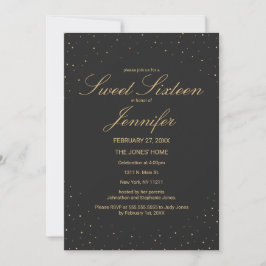 Modern Chic Gold auf Black Sweet gespielt 16 Einladung