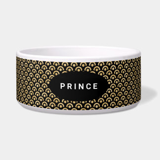 Modern Chic Gold Black Pattern Dog Napf