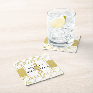 Modern Chic Gold Glitzer Seepferd Beach Party Rechteckiger Pappuntersetzer