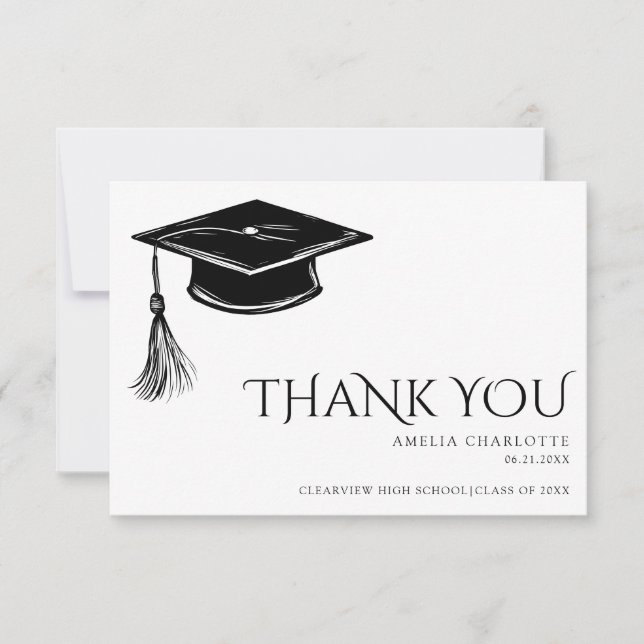Modern chic Graduate Tassel Graduation Dankeskarte (Vorderseite)