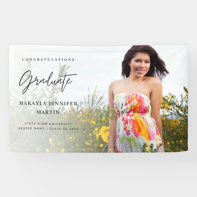 Modern Chic H Foto 2 Graduate Banner - White (Horizontal)