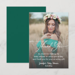  modern chic handwriting baby shower faded photo dankeskarte