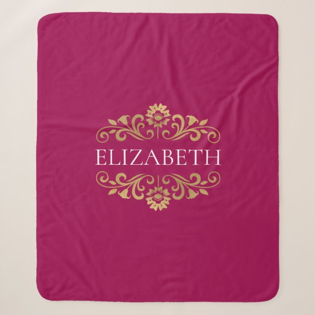 Modern Chic Hot Pink Monogram Sherpa Blanket Sherpadecke (Vorderseite)