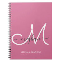 Modern Chic Hot Pink White Script Mit Monogramm