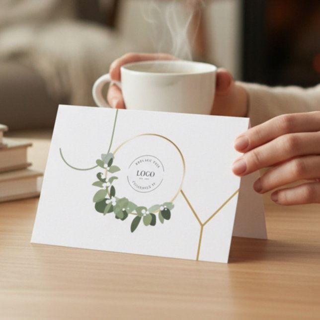 Modern Chic Ihr Logo Joy Business Weihnachten (Simple, chic, business logo on JOY holiday card.)