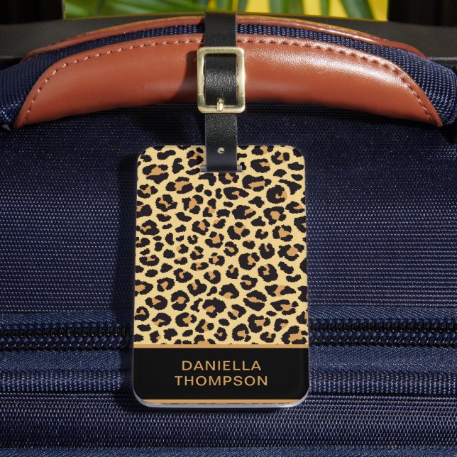 Modern Chic Leopard Print Patterns Adventure Trave Gepäckanhänger (Vorderseite Insitu 2)