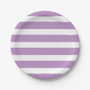 Modern Chic Lilac Lila Strip Geburtstagsparty Pappteller