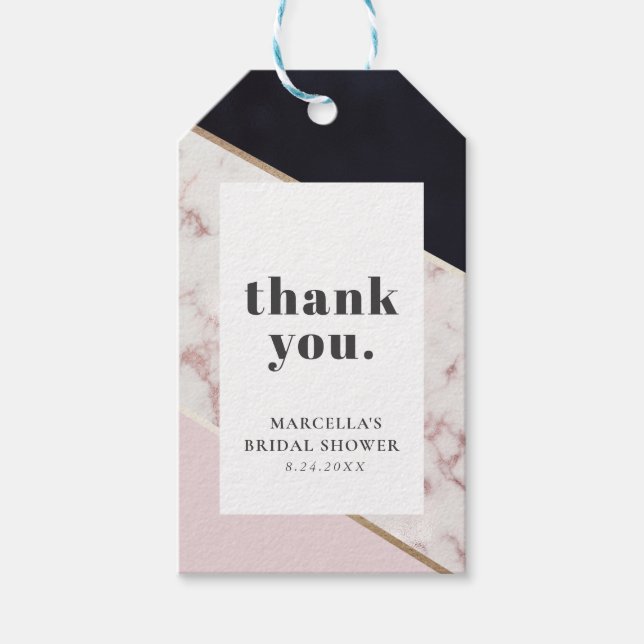 Modern Chic Marble Brautparty Geschenkanhänger (Vorderseite)