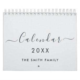 Modern Chic Mist Blau 2027 Typografie Familienname Kalender