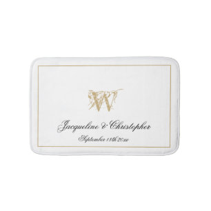 Modern Chic Monogram Names Newlywed Wedding White Badematte