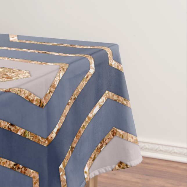 Modern Chic Navy Blue Gold Hexagon Geometric Tischdecke (Beispiel)