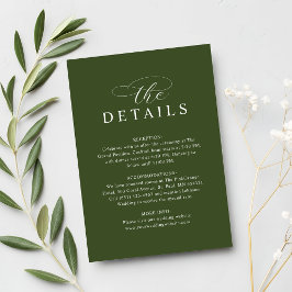 Modern Chic Olive Green Wedding Details Begleitkarte