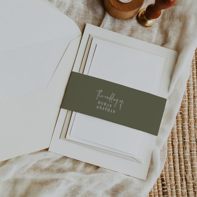 Modern Chic Olive Green Wedding Einladungsbanderole (Von Creator hochgeladen)