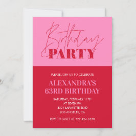 Modern Chic Pink Typografie 63. Geburtstagsparty Einladung