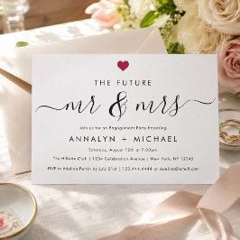 Modern Chic Red Heart Future Mr. und Mrs. Verlobun Einladung