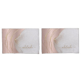 Modern Chic Rose Gold Glitzer Script Monogram Name Kissenbezug
