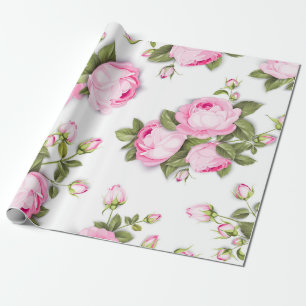 modern chic rot, rosa, floral geschenkpapier