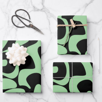 Modern Chic Sage Green Black Trendy Geschenkpapier Set
