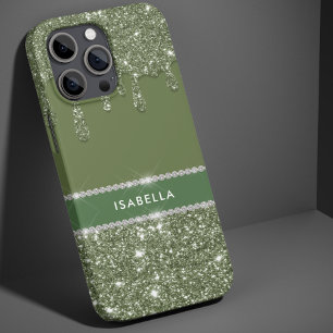 Modern Chic Sage Green Glitzer Sparkle Diamond Case-Mate iPhone Hülle