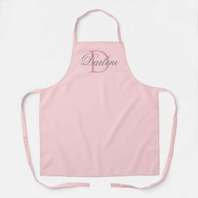 Modern Chic Script Blush Pink Monogram Name Schürze (Vorderseite)