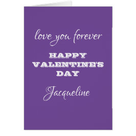 Modern Chic Script Nom Purple Valentines Carte de 