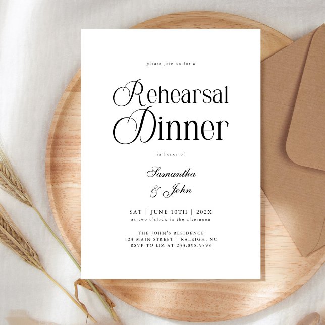 Modern Chic Script Wedding Rehearsal Dinner Einladung (Von Creator hochgeladen)
