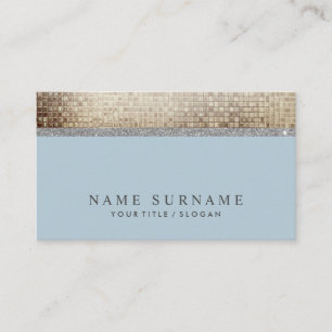 Modern Chic Sequin Dusty Blue Silver Business Card Visitenkarte