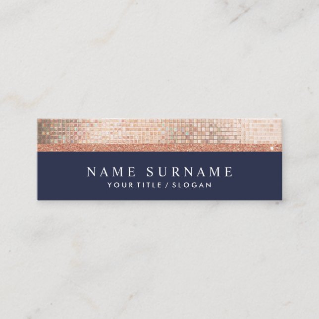 Modern Chic Sequin MidnightBlue Mini Business Card Visitenkarte (Vorderseite)