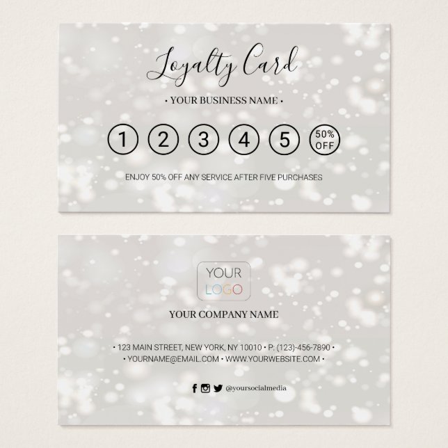 Modern Chic Shiny Loyalty Punch Card (Vorne & Hinten)
