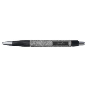 Modern Chic Silver Glitzer Glam Personalisiert Pen Kugelschreiber