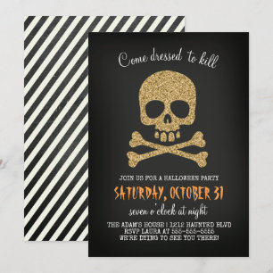 Modern Chic Skull Halloween-Party Einladung