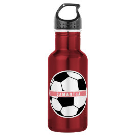 Modern Chic Soccer Ball Girly Pink Sports Monogram Edelstahlflasche