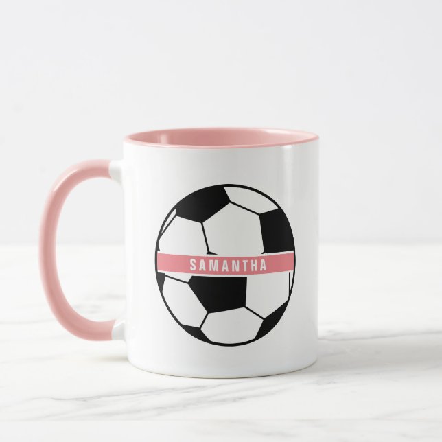 Modern Chic Soccer Ball Girly Pink Sports Monogram Tasse (Links)