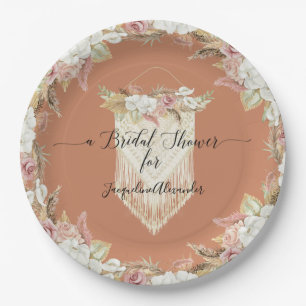 Modern Chic Terra Cotta Rosa Brautparty Pappteller