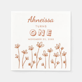 Modern Chic Terracotta Blume Erstgeburt Serviette