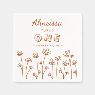 Modern Chic Terracotta Blume Erstgeburt Serviette