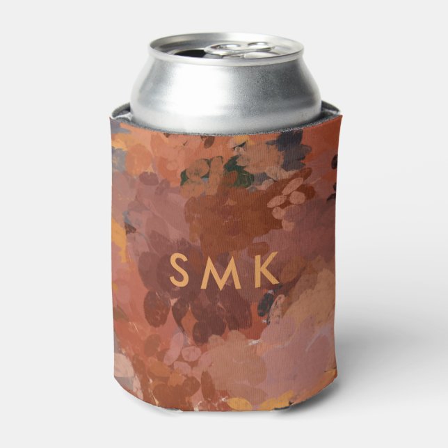 Modern Chic Terracotta Rust Brown Monogram Dosenkühler (Kanne Vorderseite)