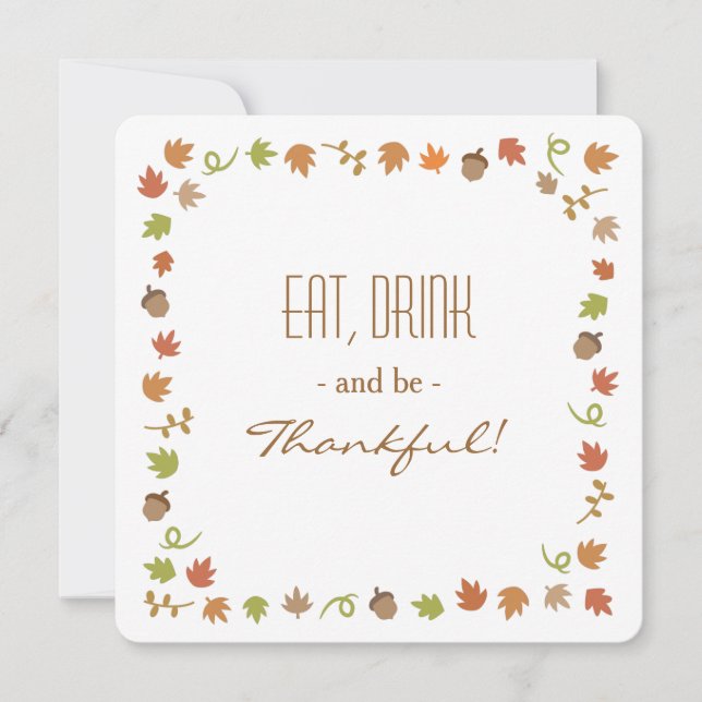 Modern Chic Thanksgiving Dinner Party Invitations Einladung (Vorderseite)