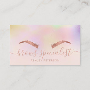 Modern chic unicorn holographic ombre brows visitenkarte